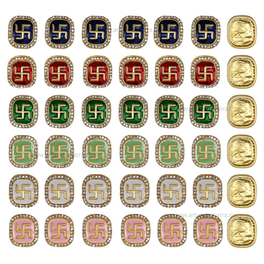 Meenakari Kundan Beads | Size : 16mm | Qty : 12pcs | MKB52