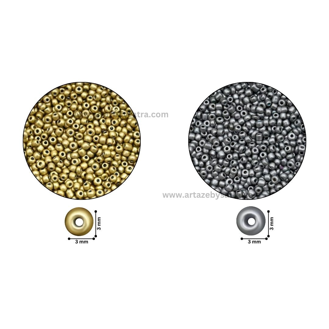 Matte Metallic Seed Beads | Size : 3mm | SB01