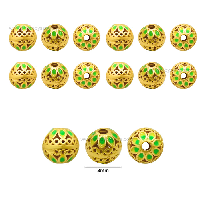 Brass Enamel Charms Beads | High Quality | Size : 8mm | Qty : 4pcs