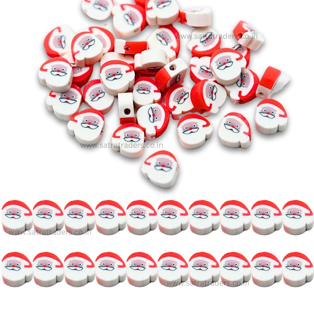 Santa Claus Polymer Clay Fimo Beads | Size : 6mm-2mm | FB18