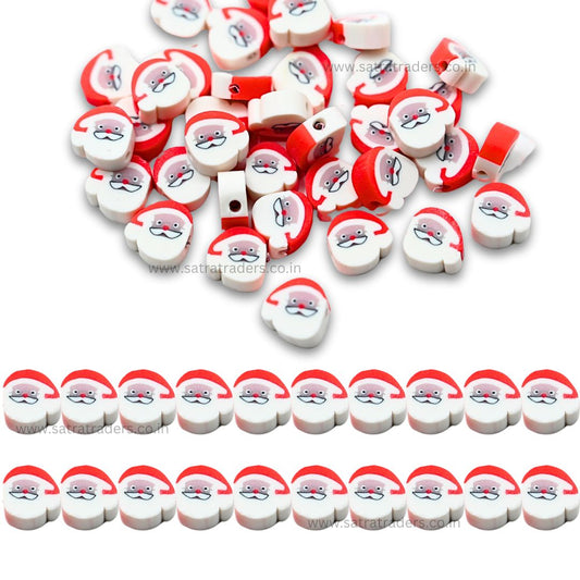 Santa Claus Polymer Clay Fimo Beads | Size : 6mm-2mm | FB18