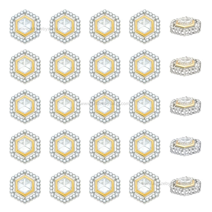 Hexagon Meenakari Kundan Beads | Size : 21mm | Qty : 6pcs