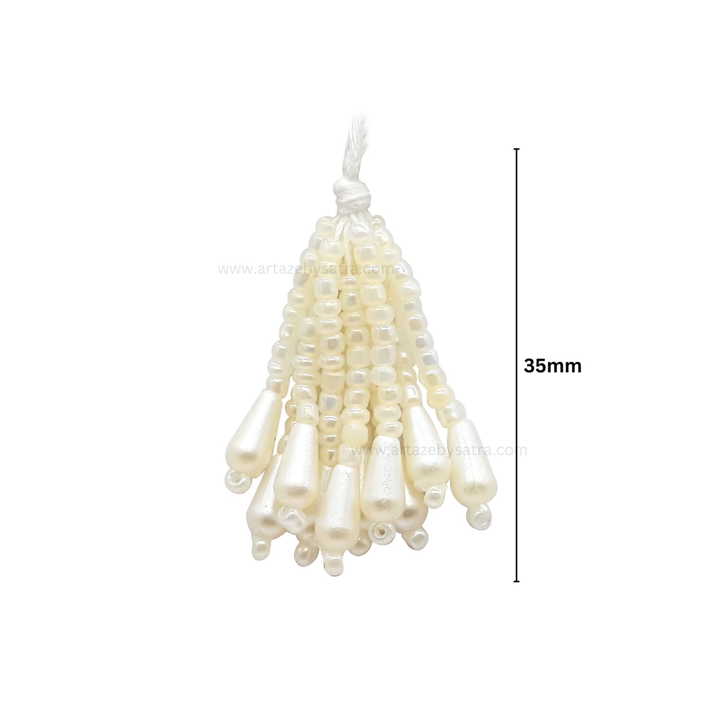 Cream Beaded Tassels for Jewelry Making | Size : 35mm | Qty : 10pcs | T07