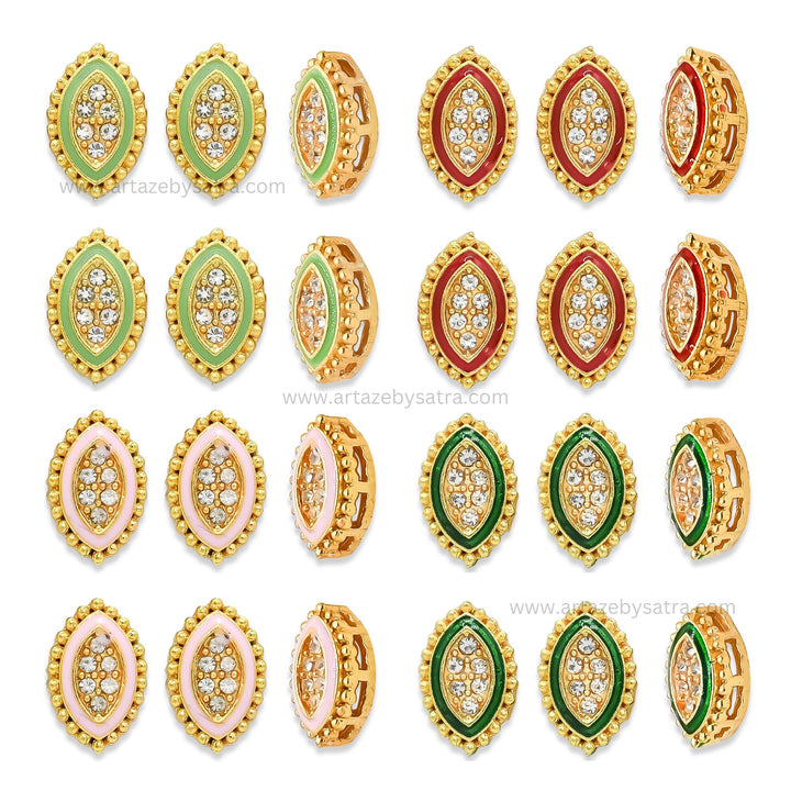 Meenakari Kundan Beads | Size : 9mm | Qty : 12pcs
