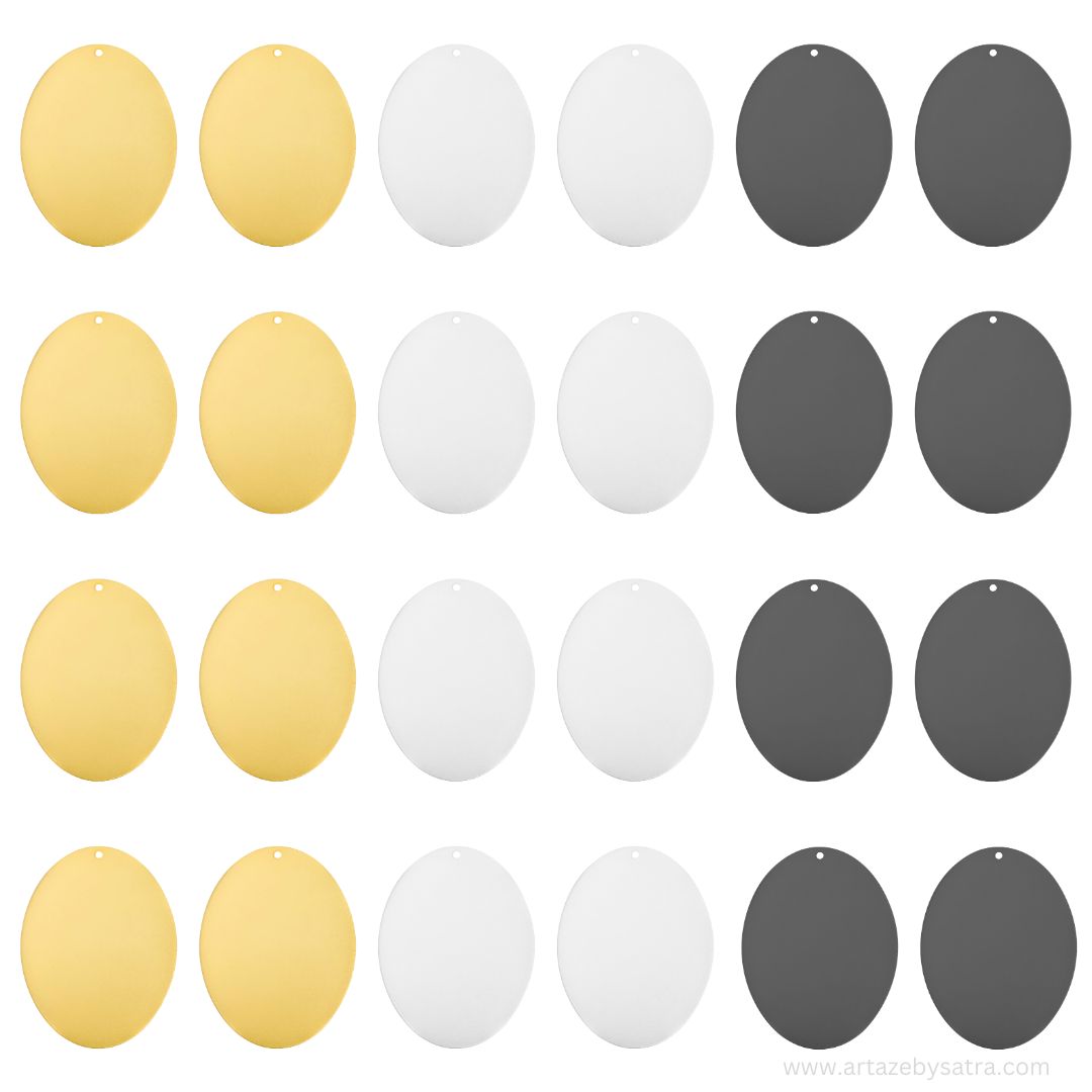 Plain Oval Matt Finish Metal Art | Size : 45mm | Qty : 100g | MF06