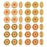 Hexagon Meenakari Kundan Beads | Size : 14mm | Qty : 12pcs | MK27