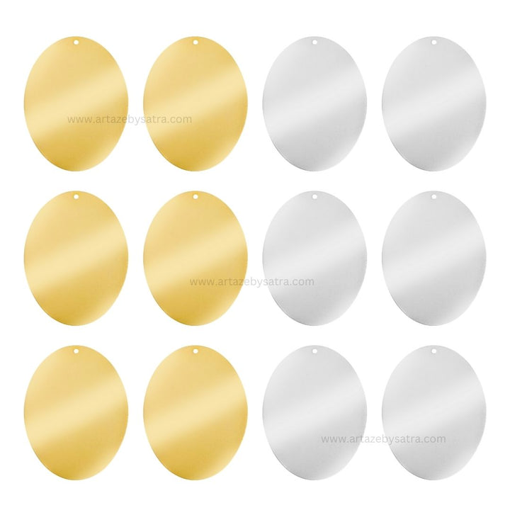 1 Loop Oval Plain Matt Finish Metal Art | Size : 45mm | Qty : 10pcs | MA370