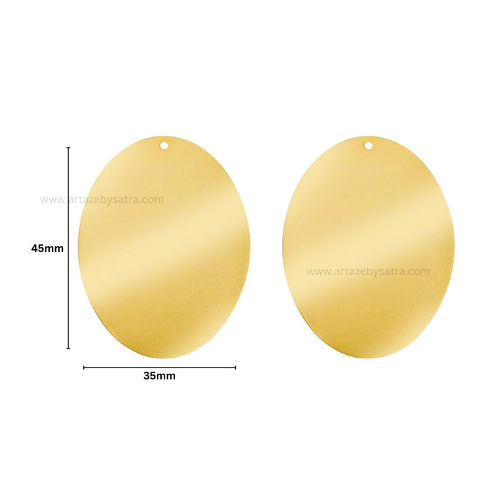 1 Loop Oval Plain Matt Finish Metal Art | Size : 45mm | Qty : 10pcs | MA370