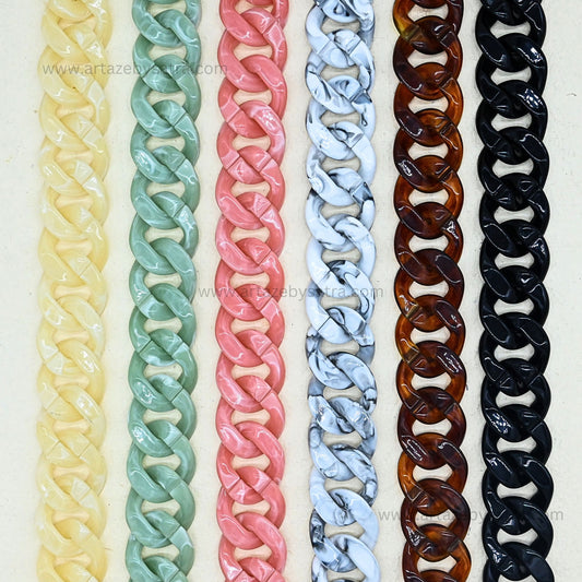 Matte Translucent Acrylic Chain | Size : 33mm | Qty : 1mtr | AC01