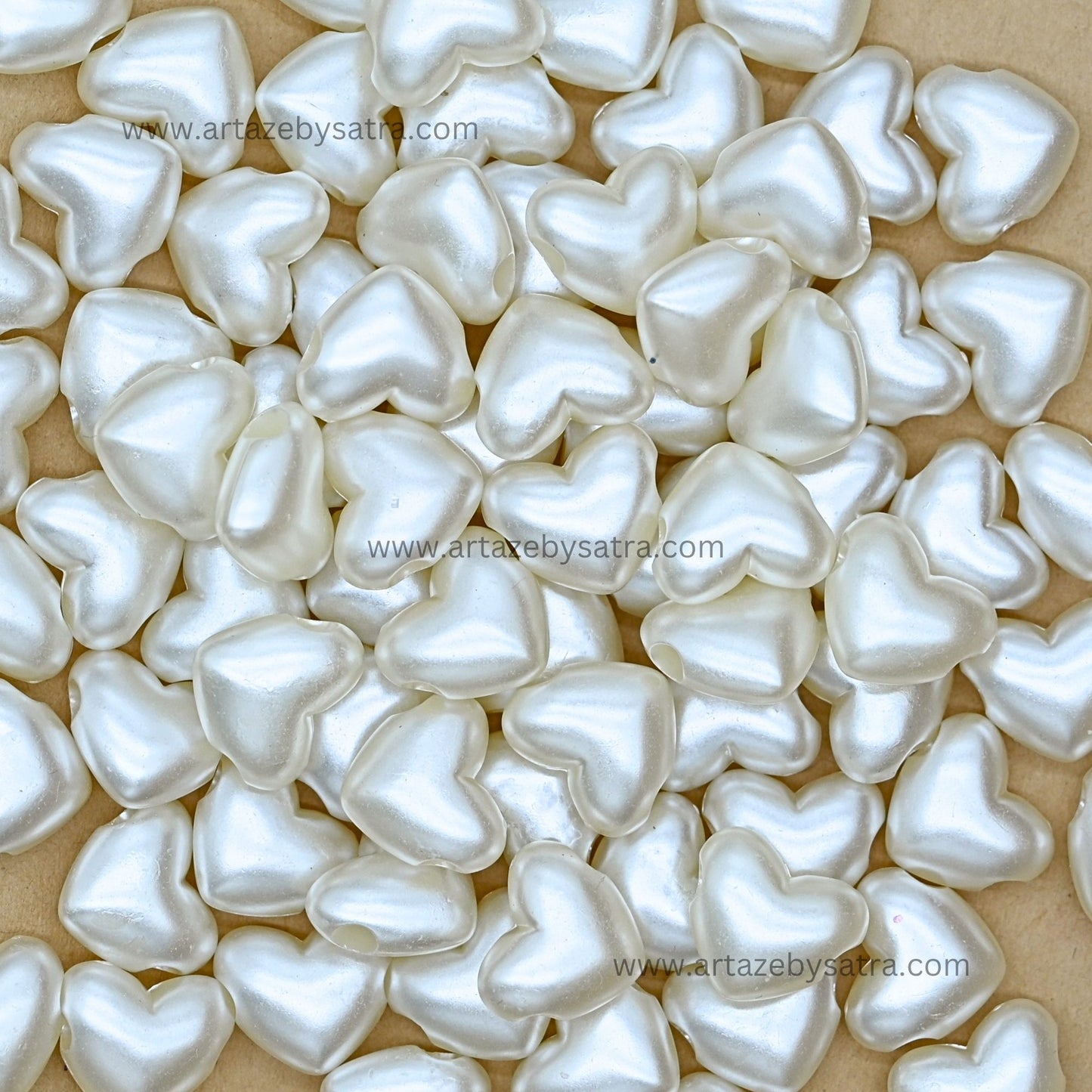 Heart-Shaped Plastic Pearl Beads | Size : 17mm | PPB113