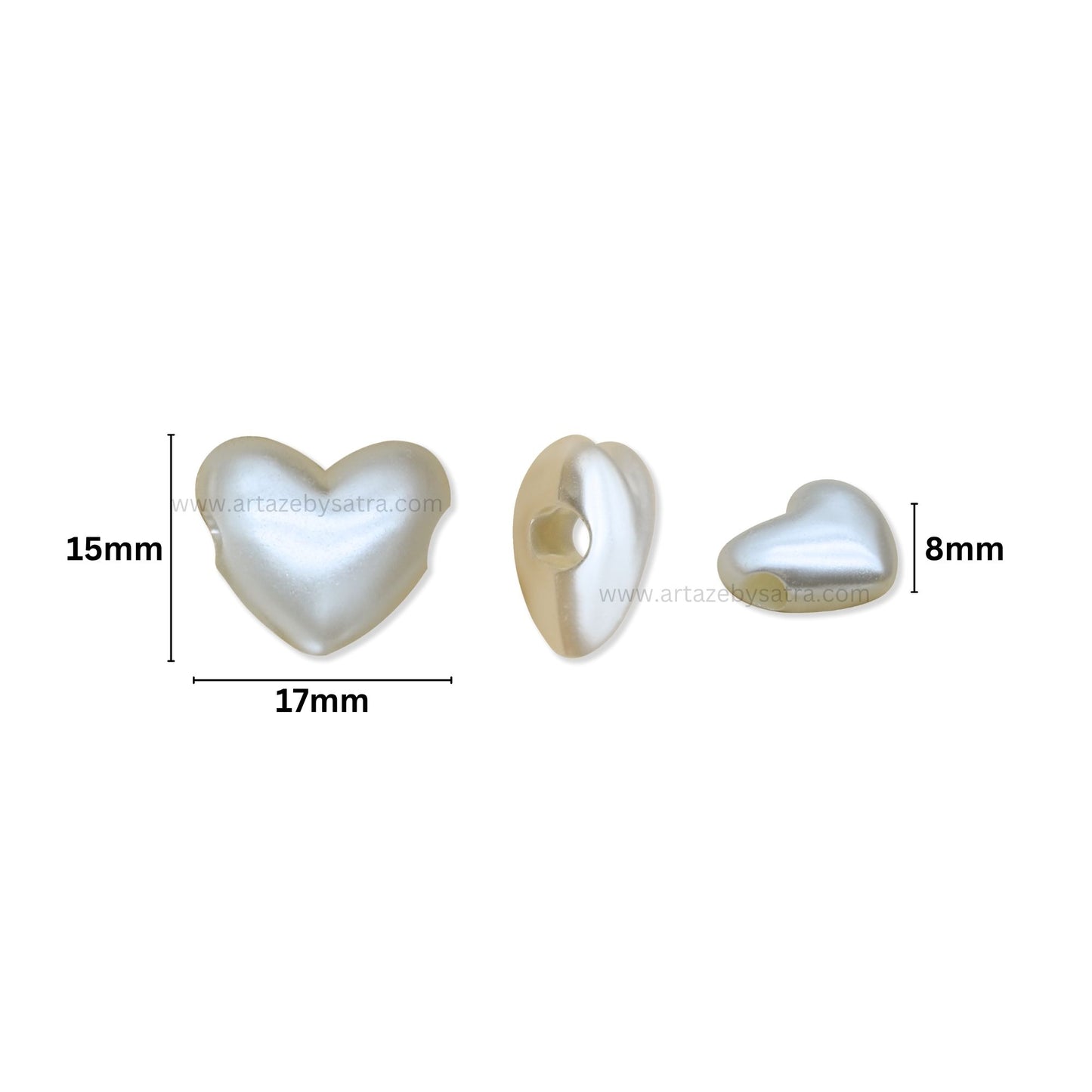 Heart-Shaped Plastic Pearl Beads | Size : 17mm | PPB113