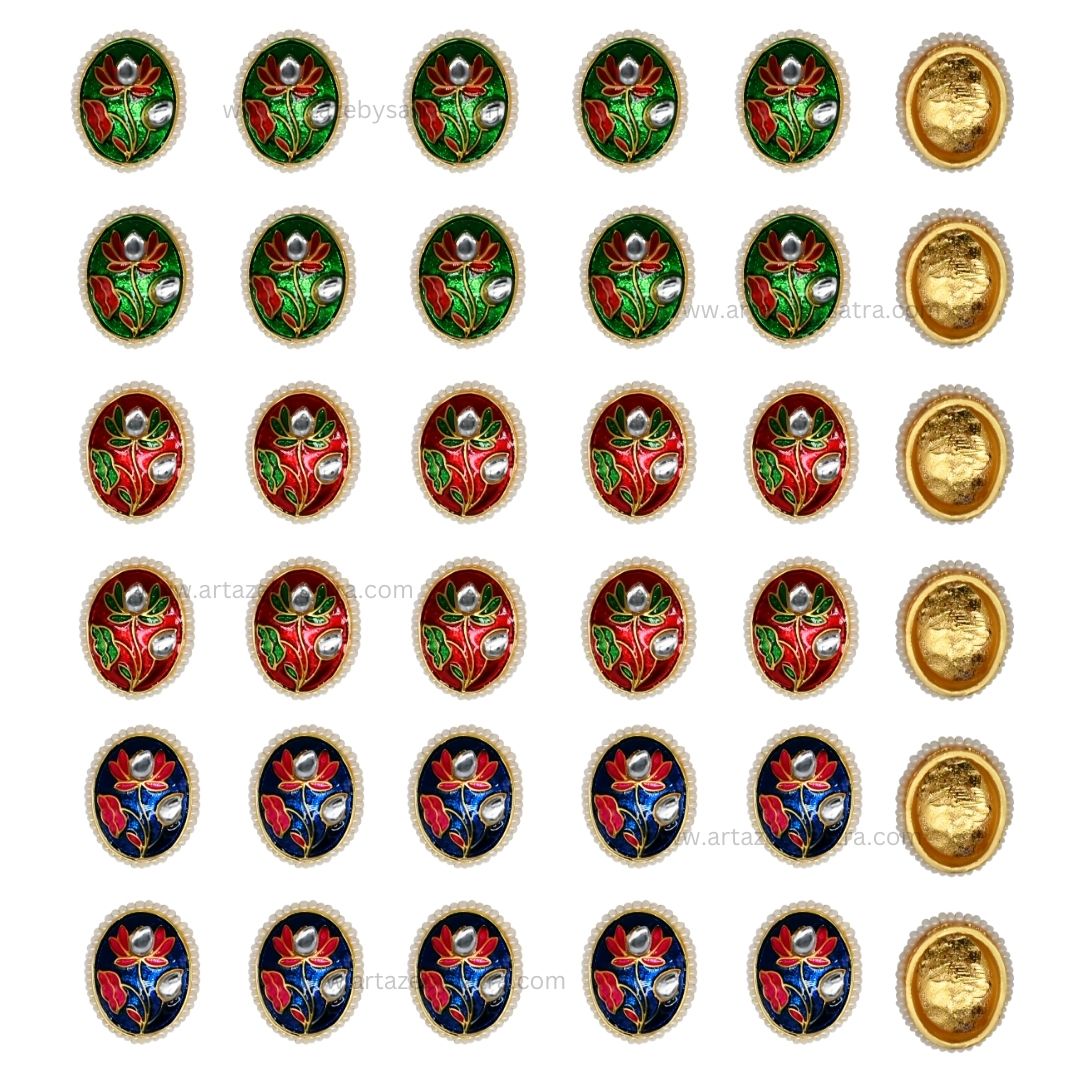 Meenakari Kundan Beads | Size : 19mm | Qty : 12pcs | C-463