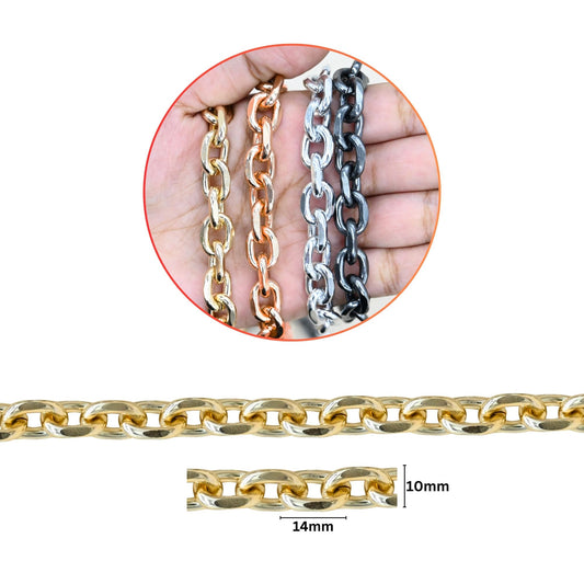Aluminium Chain | Size : W-10mm H-14mm | Qty : 1mtr | JT-19-35-46