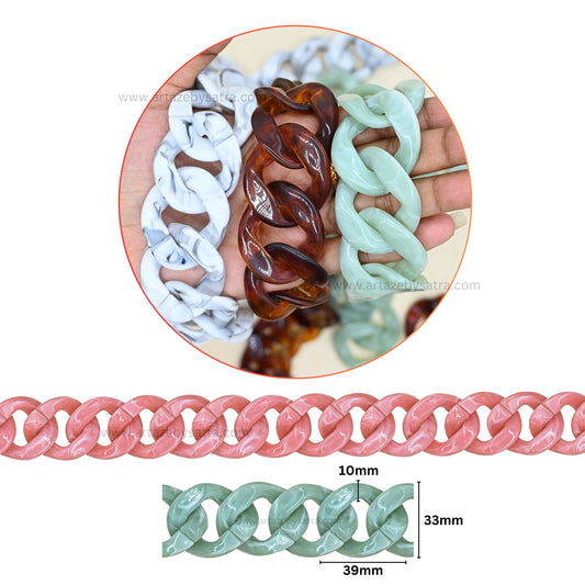 Matte Translucent Acrylic Chain | Size : 33mm | Qty : 1mtr | AC01