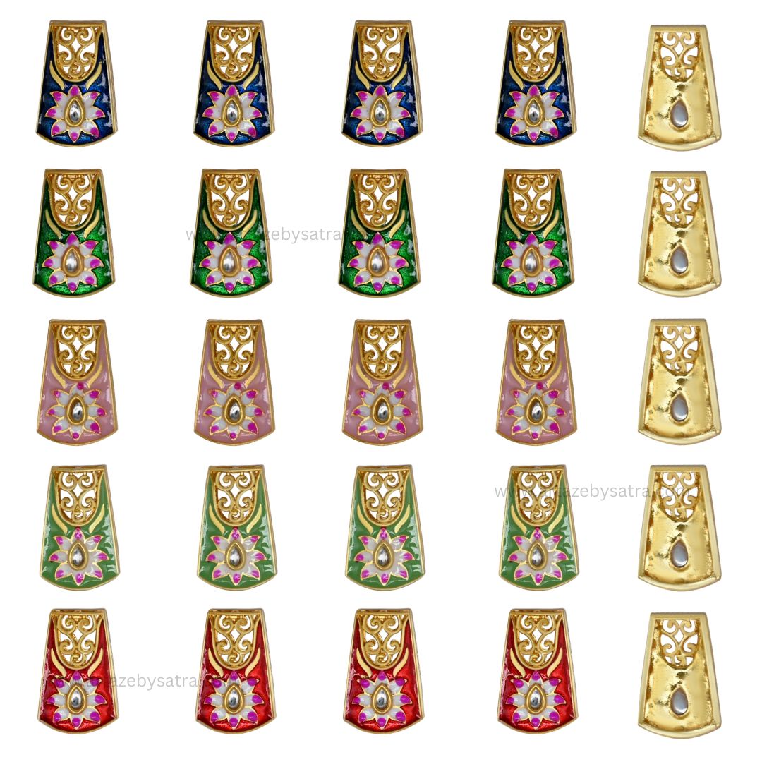 Meenakari Kundan Beads | Size : 26mm | Qty : 6pcs | C-550