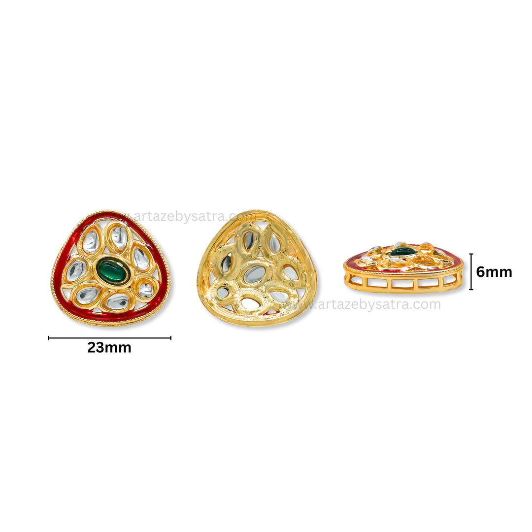 Triangle Meenakari Kundan Beads | Size : 23mm | Qty : 6pcs