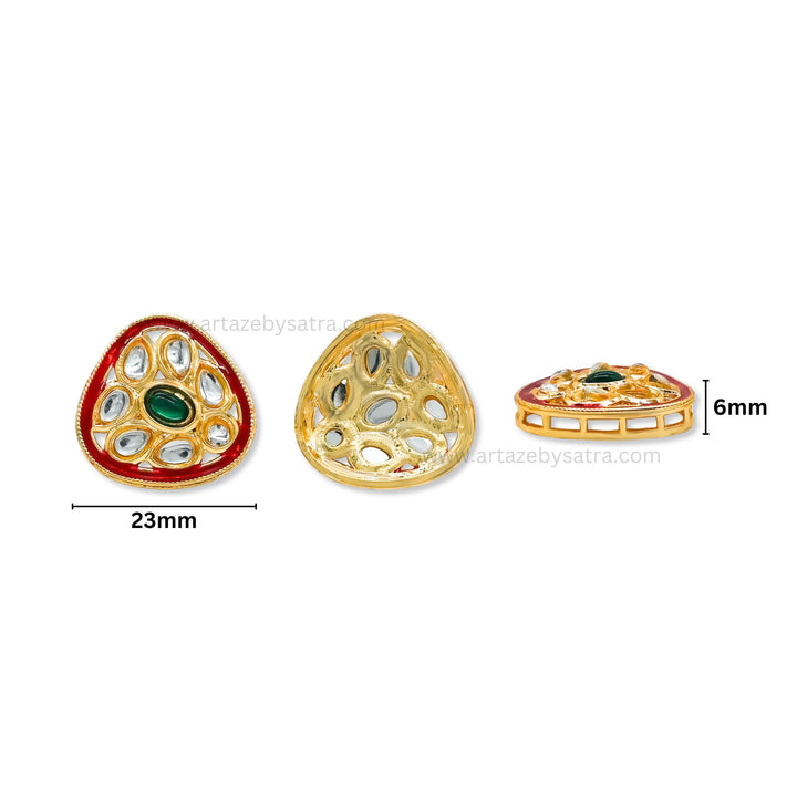 Triangle Meenakari Kundan Beads | Size : 23mm | Qty : 6pcs