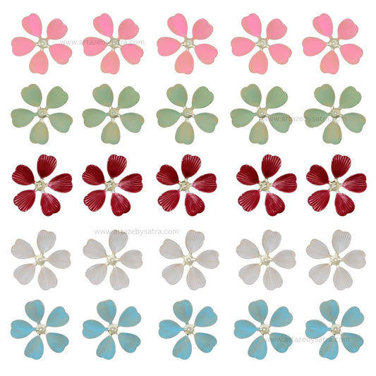 Flower Coloured Metal Art | Size : 37,57mm | Qty : 10pcs | MA456
