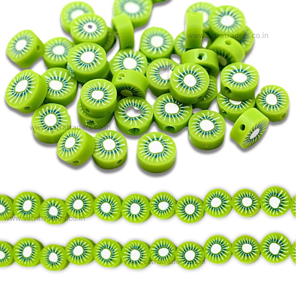 Kiwi Polymer Clay Fimo Beads | Size: 6mm-2mm | Qty : 1 string-approx 40pcs | FB09
