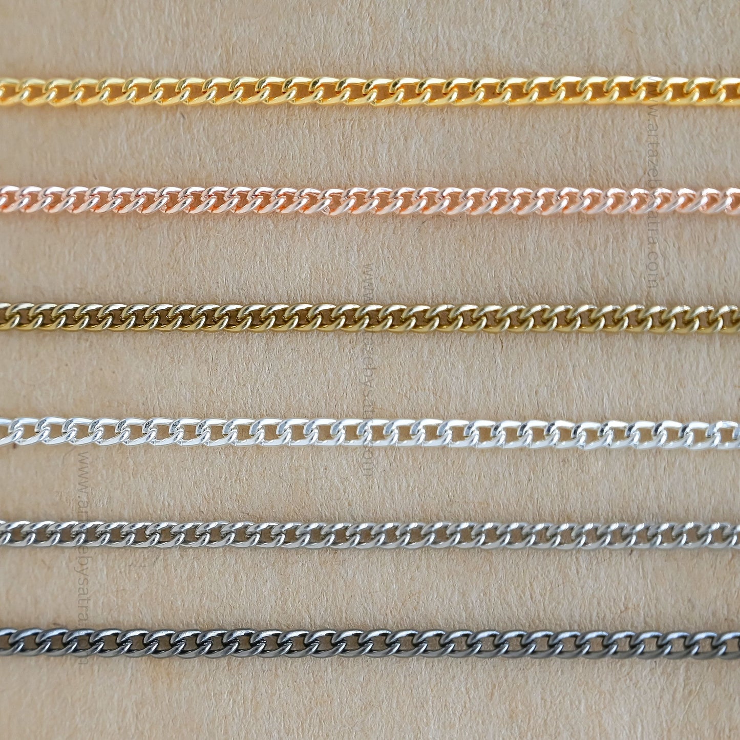 Iron Twisted Link Curb Chain | Size:H-2mm W-3mm | Qty : 100g | IC02