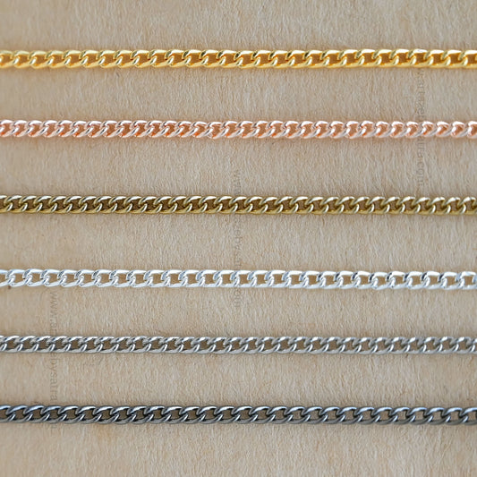 Iron Twisted Link Curb Chain | Size:H-2mm W-3mm | Qty : 100g | IC02