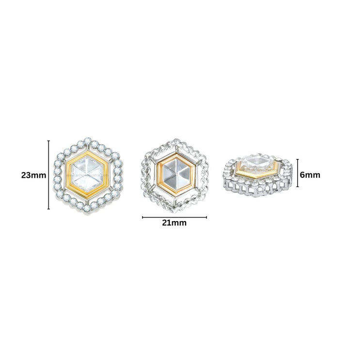 Hexagon Meenakari Kundan Beads | Size : 21mm | Qty : 6pcs