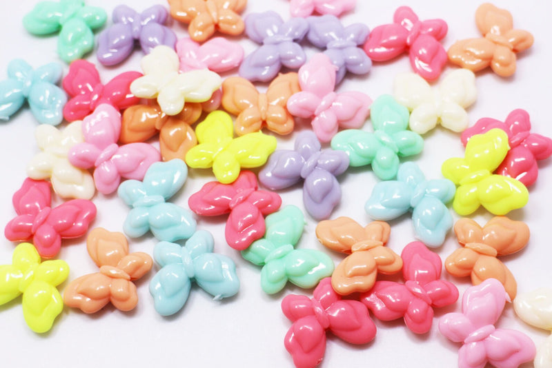 Assorted Butterfly Pastel Plastic Beads | Size: 20mm