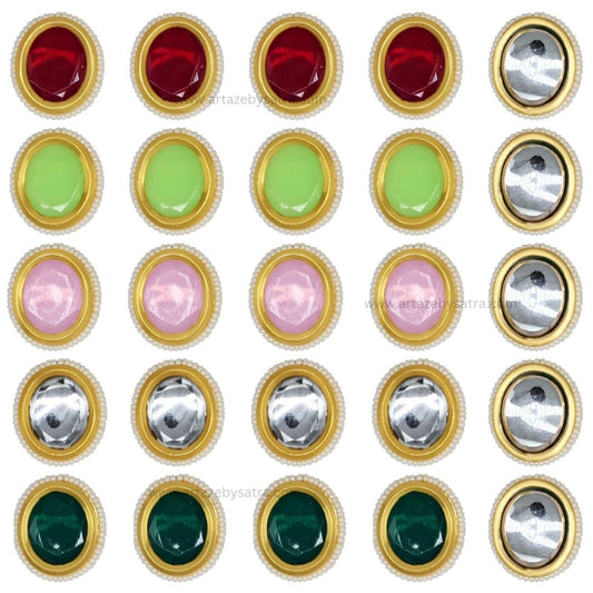 Meenakari Kundan Beads | Size : 21mm | Qty : 6pcs | C-571