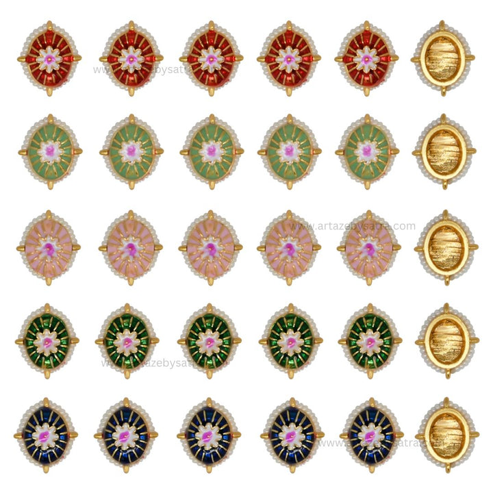 Meenakari Kundan Beads | Size : 14mm | Qty : 12pcs | C-859