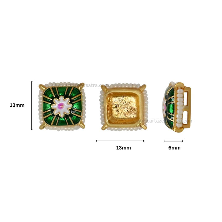 Meenakari Kundan Beads | Size : 12mm | Qty : 12pcs | C-860