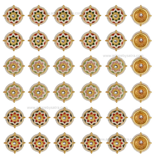 Meenakari Kundan Beads | Size : 17mm | Qty : 12pcs | C-865