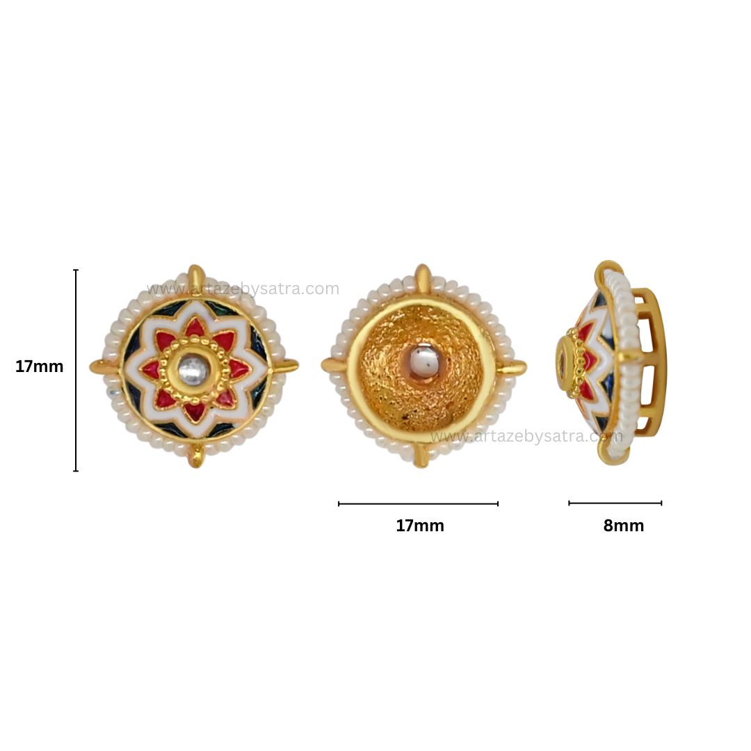 Meenakari Kundan Beads | Size : 17mm | Qty : 12pcs | C-865