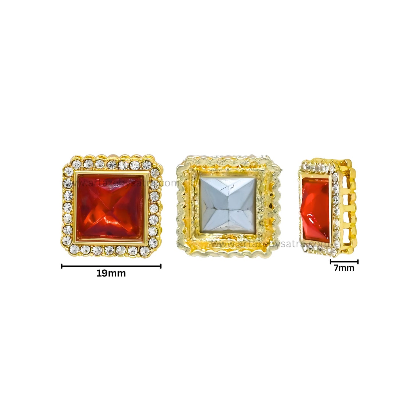 Square Shape  Meenakari Kundan Beads | Size : 19mm | Qty : 6pcs | MK31