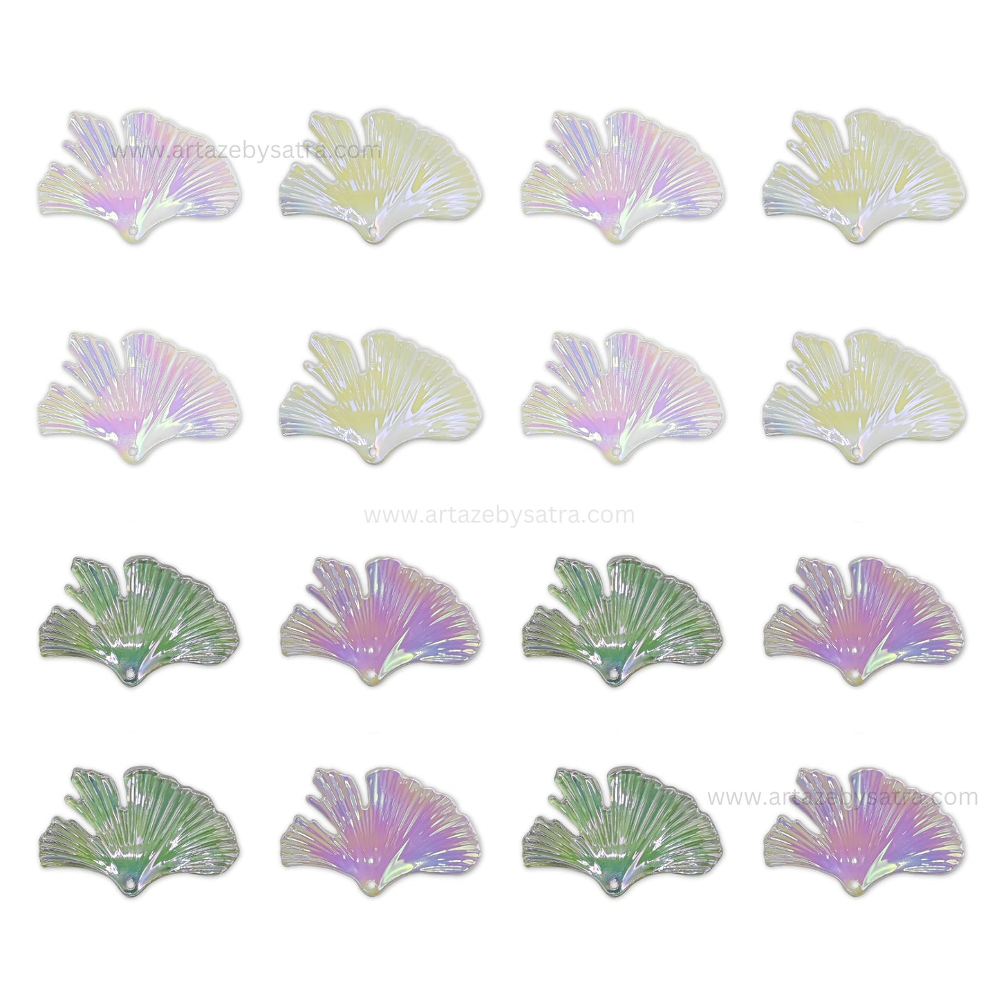 Rainbow Ginkgo Leaf Plastic Beads (1 Hole) | Size : 30mm | Qty : 6pcs | PB181
