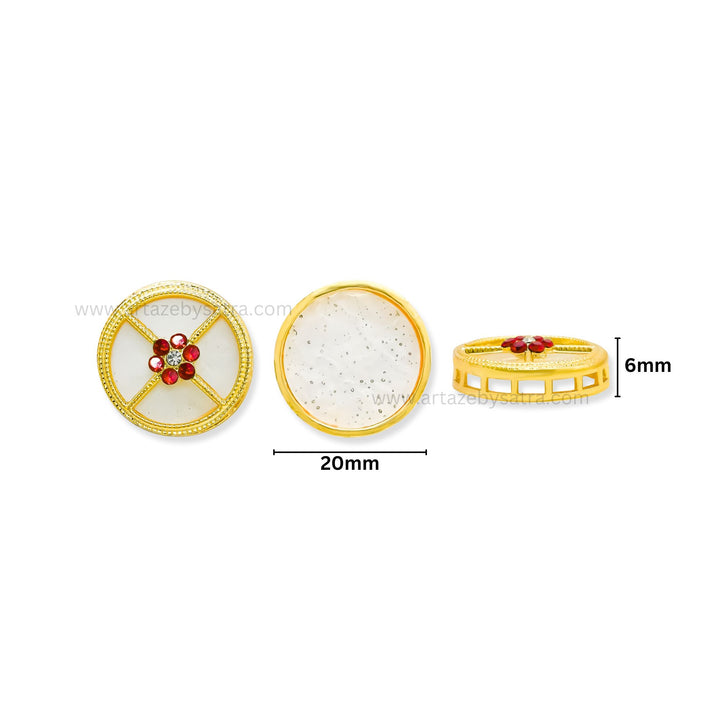 Gold Round Meenakari Kundan Beads | Size : 20mm | Qty : 6pcs