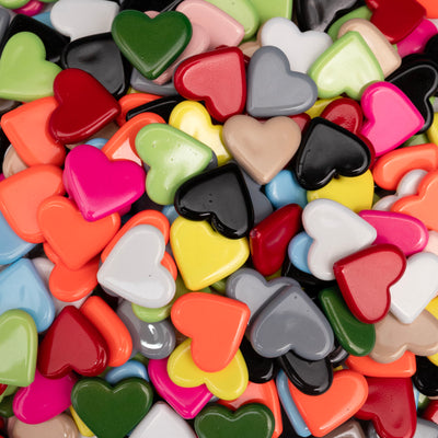 Assorted Heart Matte Plastic Beads | Size: 24mm | Qty: 12Pcs (High Quality)