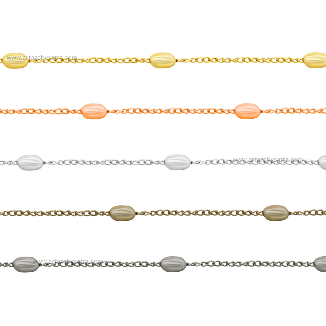 Iron Oval Beaded Chain | Qty : 5pcs (High Quality) | RC08