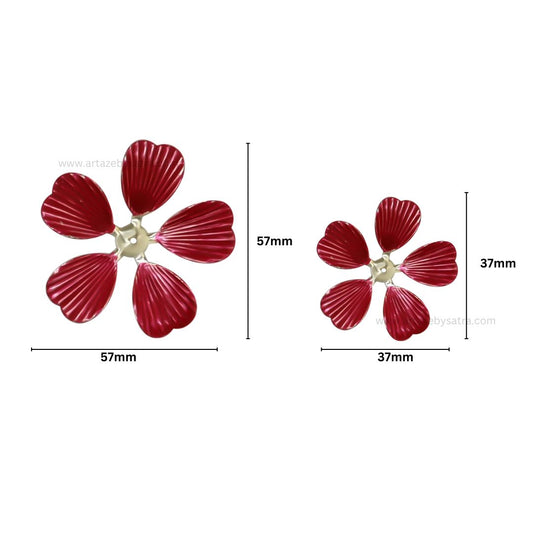Flower Coloured Metal Art | Size : 37,57mm | Qty : 10pcs | MA456