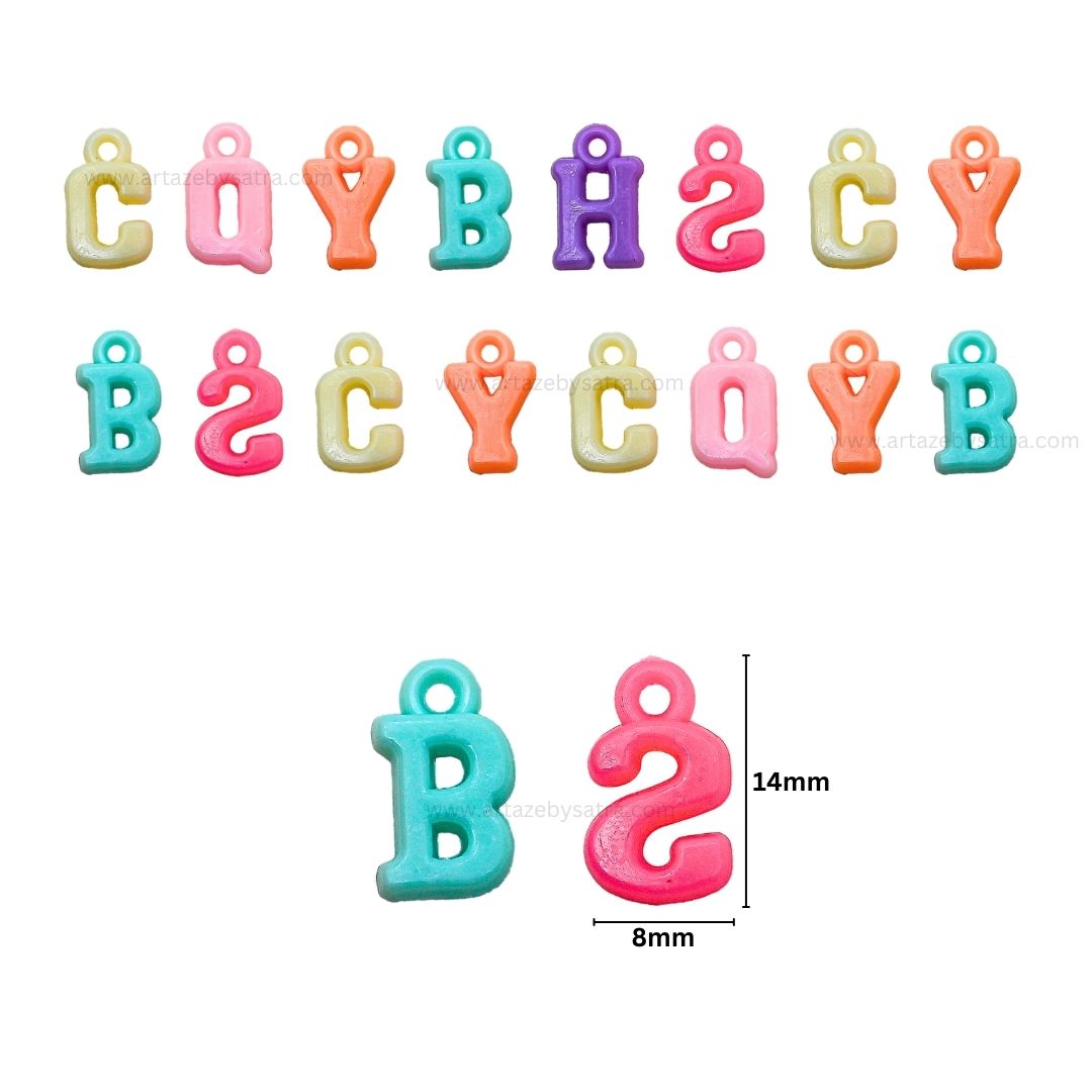 Alphabet Pastel Pendant Beads  | Size : 14mm | PB121