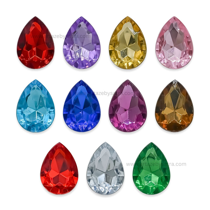 Drop Shape Acrylic Stones | Size : H-25mm W-18mm | Qty : 200pcs
