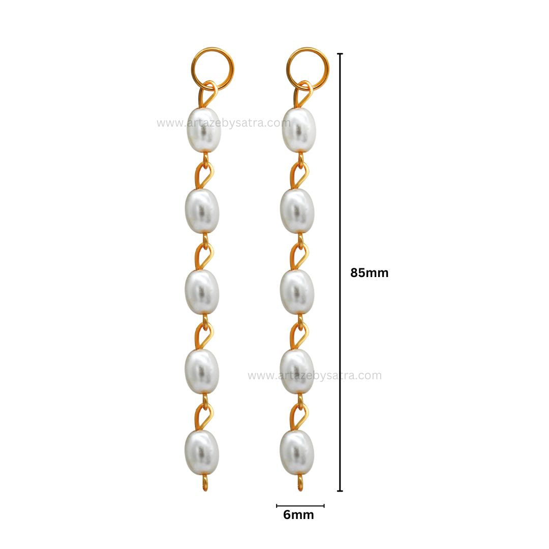 Oval Pearl Beads Hanging Tassels | Size : 85mm | Qty : 20pcs | T08
