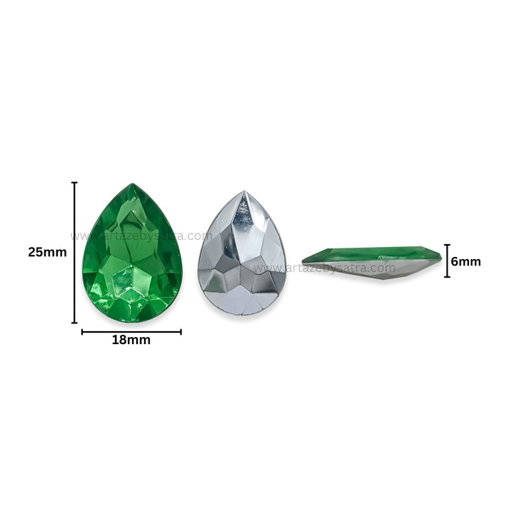 Drop Shape Acrylic Stones | Size : H-25mm W-18mm | Qty : 200pcs