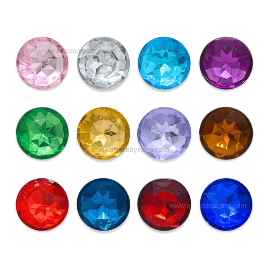 Round Shape Acrylic Stones | Size : 27mm | Qty : 100pcs | AS01