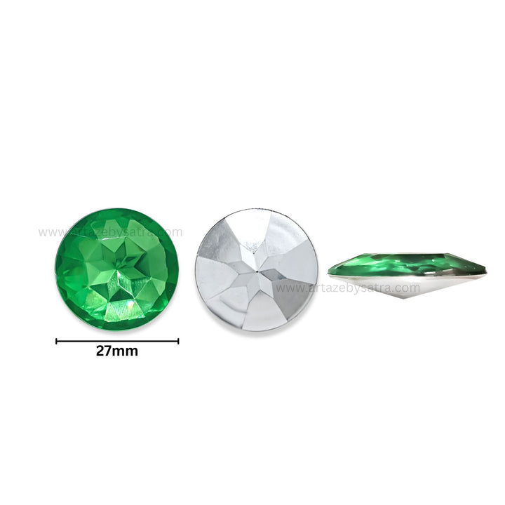 Round Shape Acrylic Stones | Size : 27mm | Qty : 100pcs