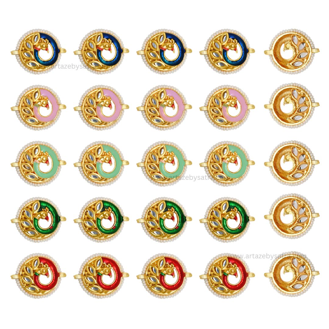 Meenakari Kundan Beads | Size : 20mm | Qty : 12pcs | C-499
