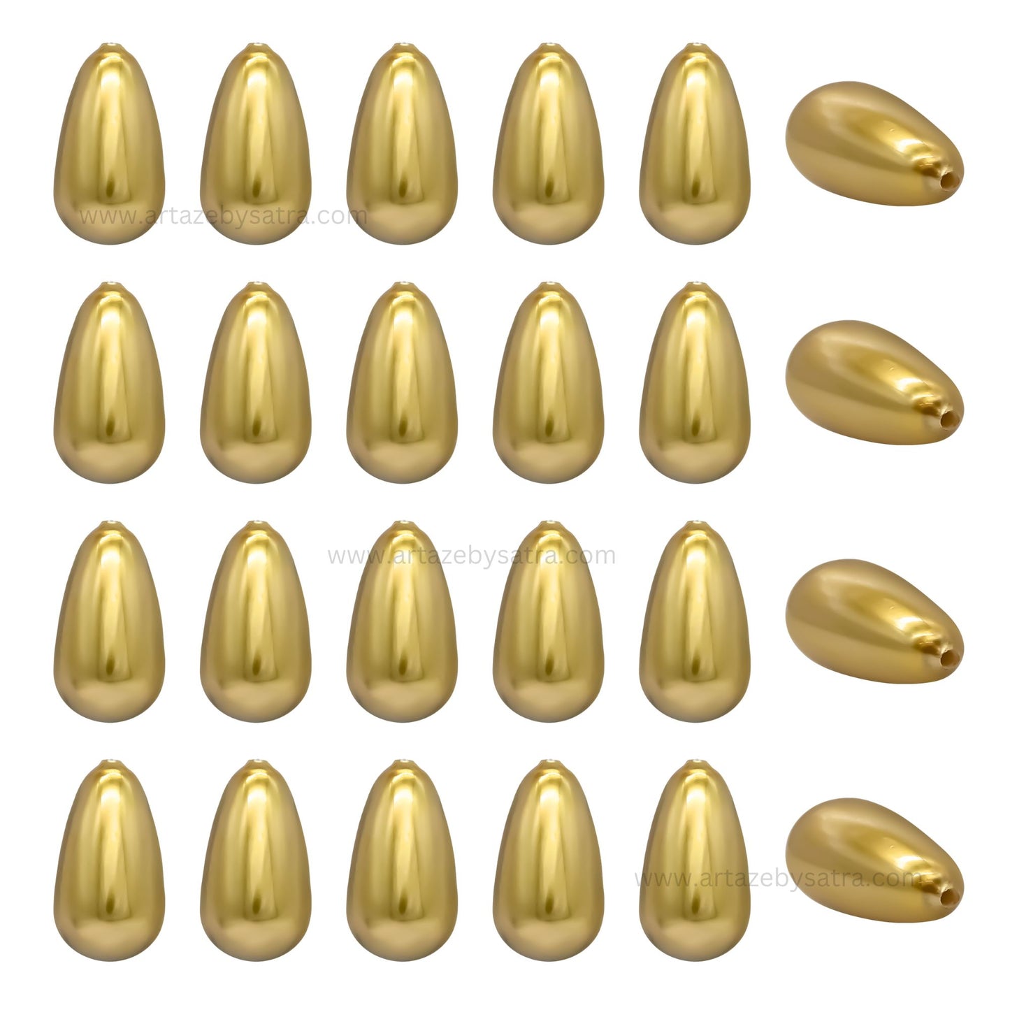 Golden Drop Shape Plastic Beads (1 Hole) | Size : 20mm | Qty : 10pcs | PB203