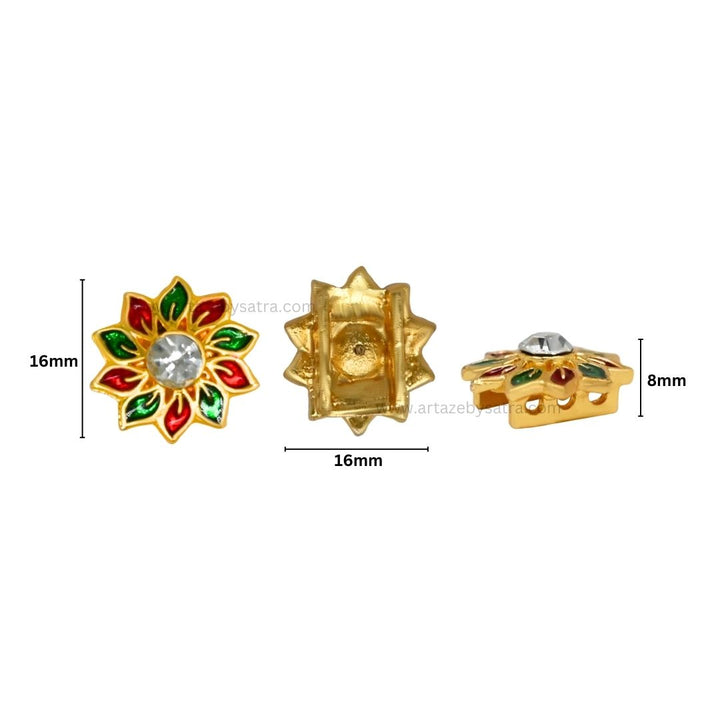 Connector Meenakari Kundan Beads | Size : 16mm | Qty : 12pcs | MKB17