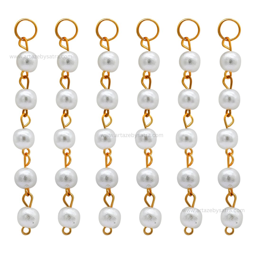 Round Pearl Beads Hanging Tassels | Size : 6,8mm | Qty : 20pcs | T12