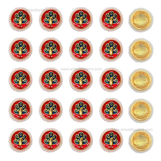 Meenakari Kundan Beads | Size : 14mm | Qty : 12pcs | C-926