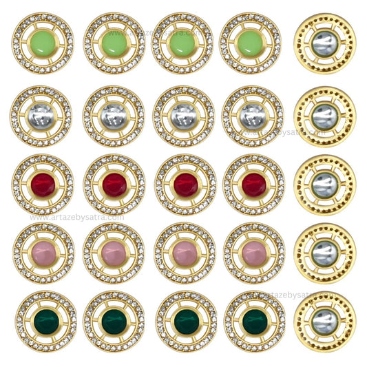 Meenakari Kundan Beads |  Size : 19mm | Qty : 12pcs | C-634